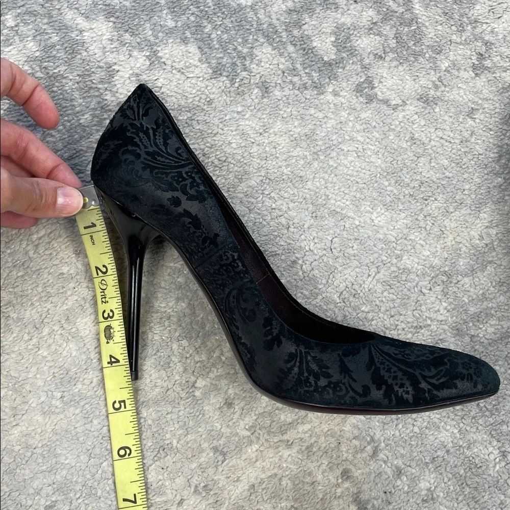 Gucci Noah Embossed Floral Brocade Pumps Stiletto Pointed Toe Sz 37.5 - Picture 13 of 15